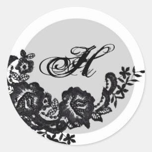 20 - 1,5 Umschlag Aufkleber Schwarze Spitze Damask