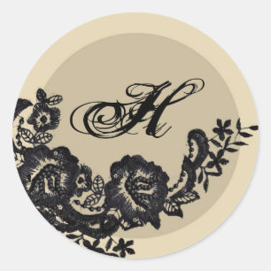 20 - 1,5 Umschlag Aufkleber Schwarze Spitze Damask