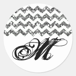 20 - 1.5 Umschlag Aufkleber Silv Glitzer Zickzack