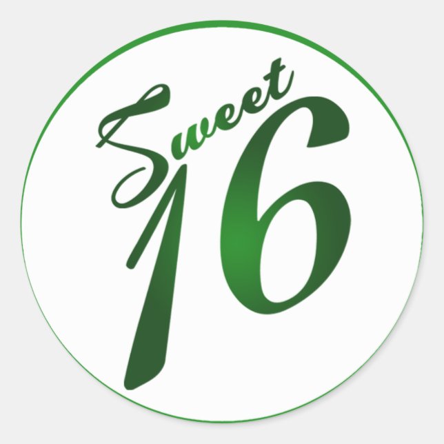 20 - 1,5" Umschlag Aufkleber Sweet 16 Green (Vorderseite)
