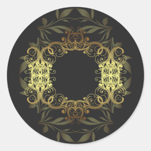 20 - 1,5" Umschlag Gold und schwarze Damaskus Runder Aufkleber
