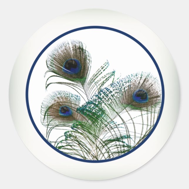 20 - 1,5" Umschlag Peacock Feathers Blau/Grün Runder Aufkleber (Vorderseite)
