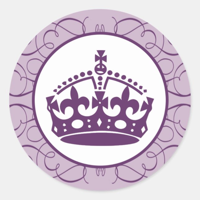 20 - 1,5" Umschlagaufkleber Royal Lila Crown/Swir Runder Aufkleber (Vorderseite)