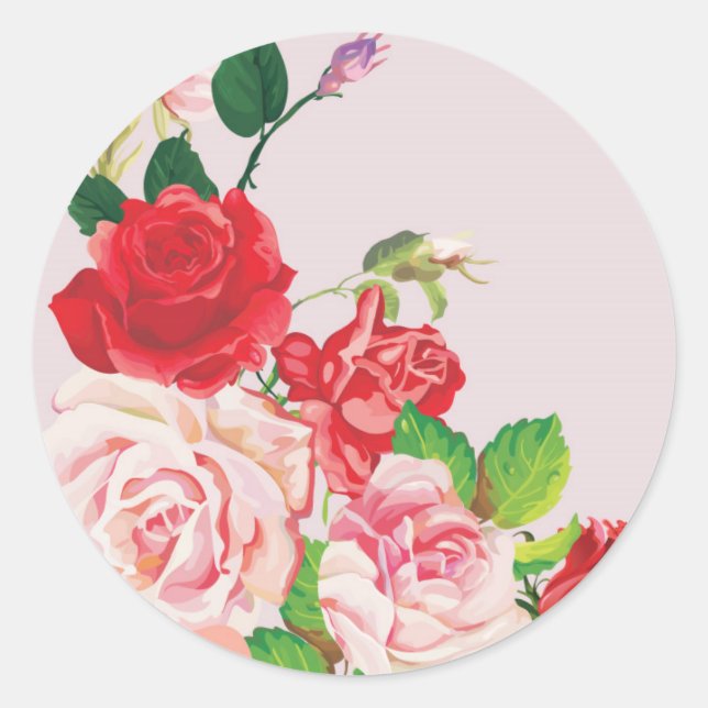 20 - 1,5 Zoll Umschlag Aufkleber Rosa und Rote Ros (Vorderseite)