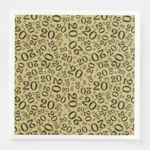 20. Alters-Zufallszahlenmuster Schwarz/Gold Serviette