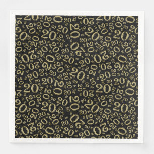 20. Alters-Zufallszahlenmuster Schwarz/Gold Serviette