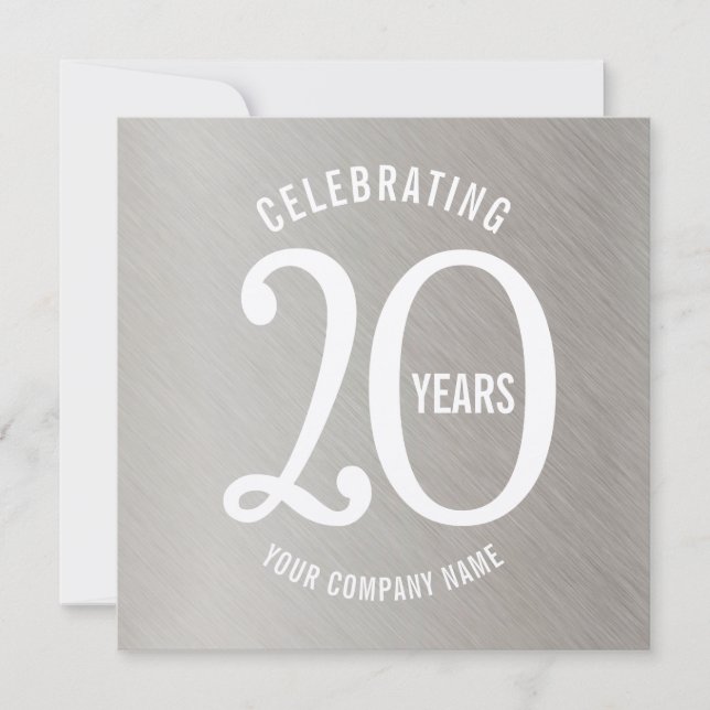 20 ans d'entreprise anniversaire invitations de fê (Devant)