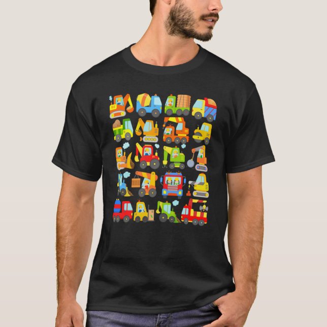 20 Baufahrzeuge Baggerwagen Pkw Nachteile T-Shirt (Vorderseite)