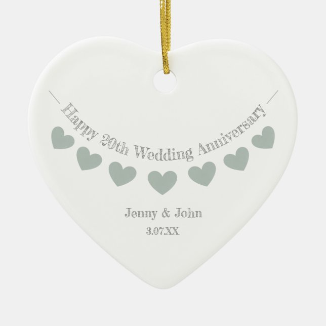 20. China Hochzeit Jubiläum Herzbunting Keramik Ornament (Vorne)