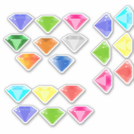 20 Diamanten verschiedener Farben - Edelstein Edel Aufkleber