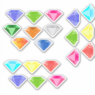 20 Diamanten verschiedener Farben - Edelstein Edel Aufkleber