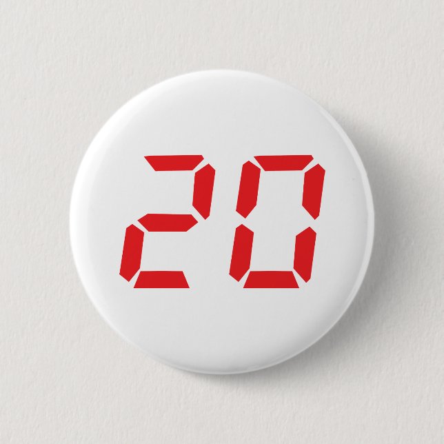 20 digitale Zahl des Weckers mit zwanzig Rottönen Button (Vorderseite)