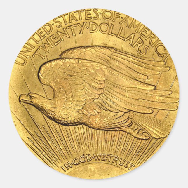 20 Dollar Eagle Gold Piece Klassiker Rundaufkleber Runder Aufkleber (Vorderseite)