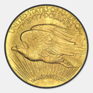 20 Dollar Eagle Gold Piece Round Aufkleber