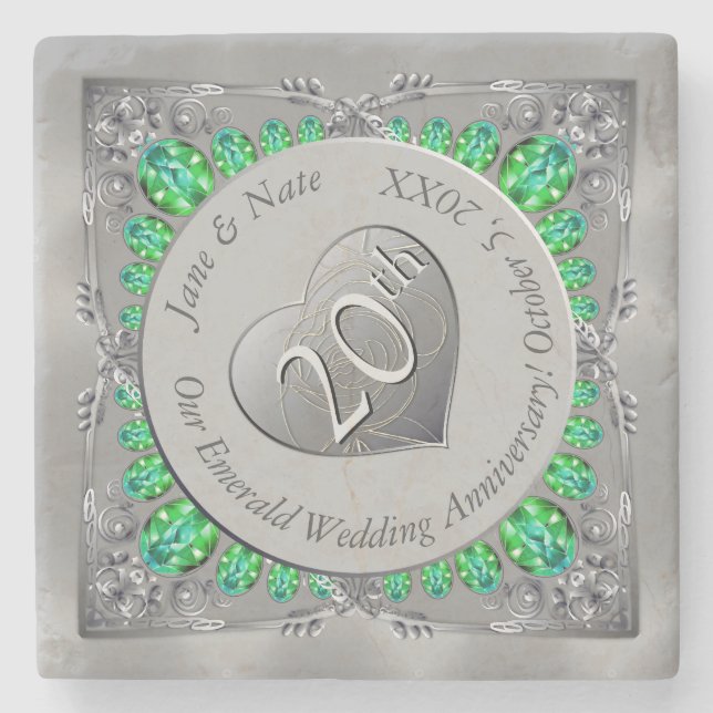 20. Emerald Anniversary Stone Untersetzer (Vorderseite)