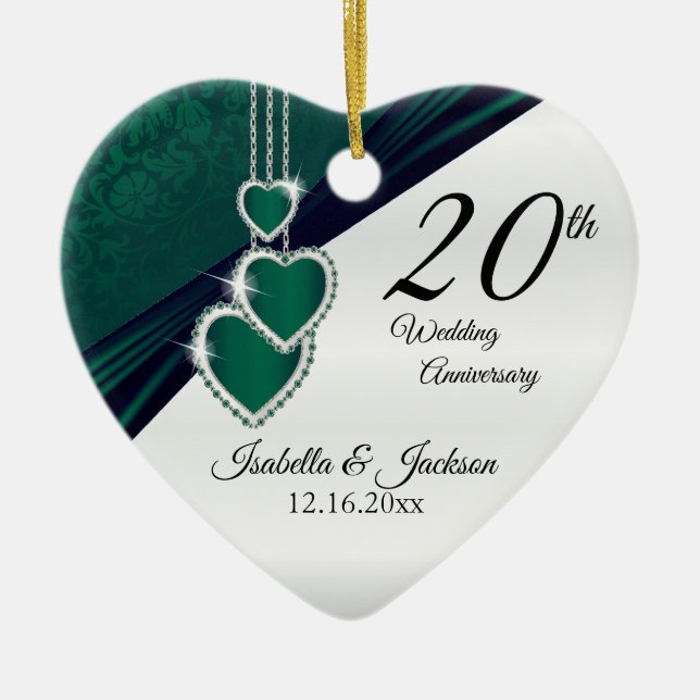 20. Emerald Green Wedding Jubiläum Keramikornament (Vorne)