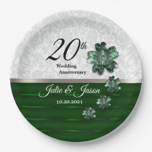 20. Emerald Jewel Wedding Jubiläum Design Pappteller