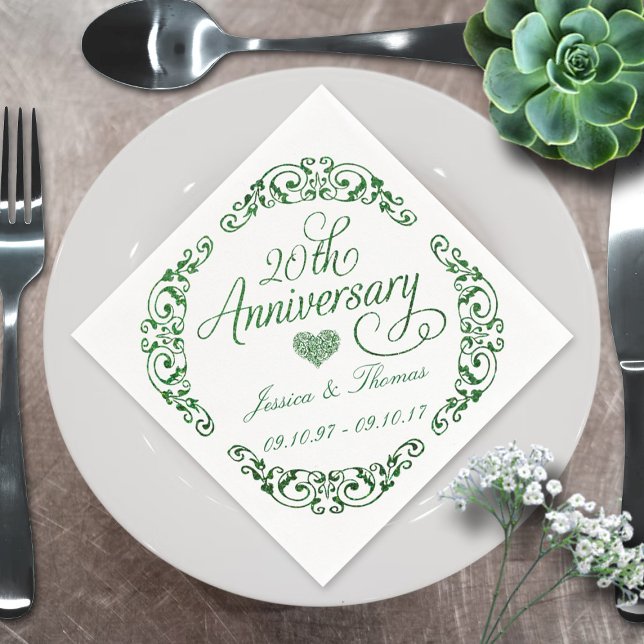 20. Emerald Wedding Anniversary Paper Napkins Serviette (Von Creator hochgeladen)