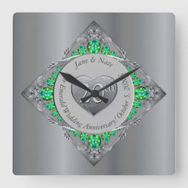 20. Emerald Wedding Jubiläum Quadratische Wanduhr
