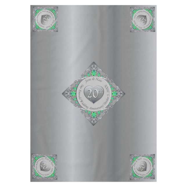 20. Emerald Wedding Jubiläum Tablecloth Tischdecke (Vorderseite)