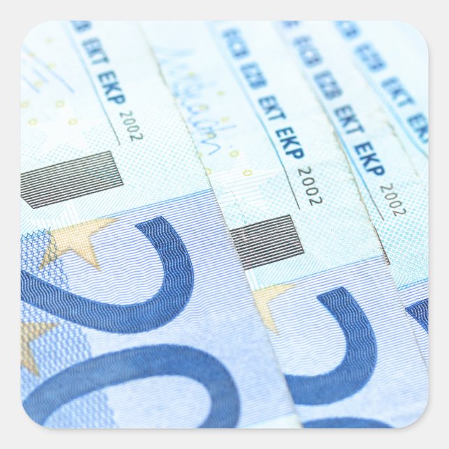 20 Euro-Scheine - Geld Art Quadratischer Aufkleber (Vorderseite)