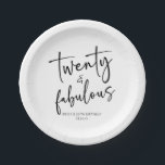 20 & fabelhafte Minimalistische 20. Geburtstagspar Pappteller<br><div class="desc">Dies ist ein Twenty & Fabulous Minimal Minimalistisch Schwarz-weißen 20. Geburtstag Party Paper Teller!</div>