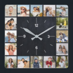 20 Foto Collage Imitats Black Chalkboard Quadratische Wanduhr<br><div class="desc">Erstellen Sie Ihre eigenen Imitats Black Chalkboard, Foto Collage Wall Uhr für Weihnachten, Geburtstage, Hochzeiten, Nebenbücher, Abschlüsse, Vatertag, Muttertag oder andere Besondere Anlass. Fügen Sie Ihre Lieblings-Fotos von Freunden, Familie, Ferien, Hobbys und Haustieren hinzu und Sie haben eine atemberaubende, einmalige Collage aus Foto, perfekt für Zuhause Dekoration, Geschenkspenden oder sogar...</div>