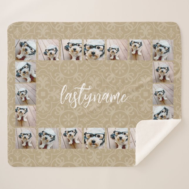 20 Foto Collage mit modernem Musterskriptnamen Sherpadecke (Vorderseite (Horizontal))