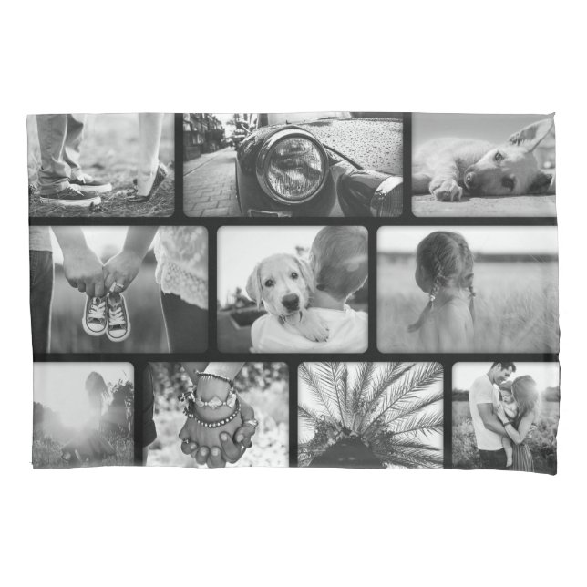20 Foto-Kissen-Case-Vorlage Collage Black Frame Kissenbezug (Vorderseite)