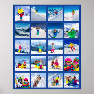 20-Foto-Raster-Collage Dunkelblau Poster