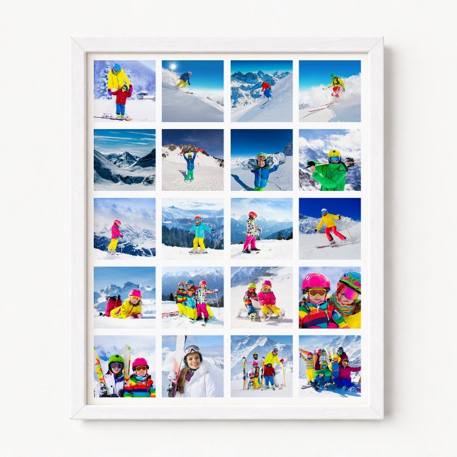 20 Foto-Raster-Collage Weiß Poster (20 Photo Grid Collage White Poster)