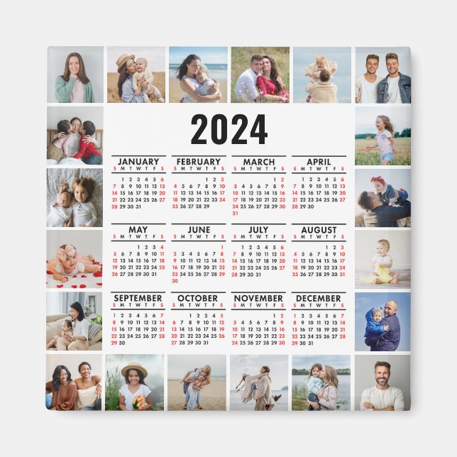 20 FotoCollage 2024 Jahr im Überblick Magnet (Vorne)