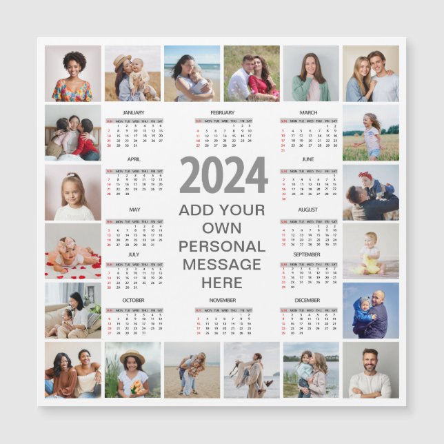 20 FotoCollage 2024 Jahr im Überblick Magnetkarte (Vorderseite)