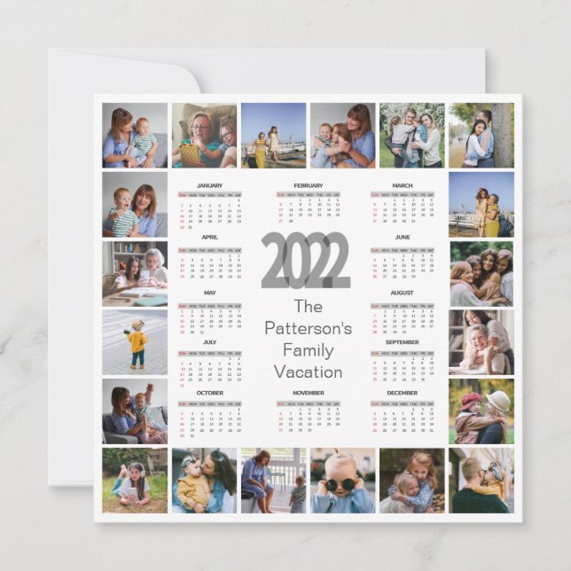20 FotoCollage Den Text 2022 Kalenderkarte hinzufü (Vorderseite)