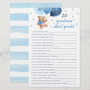 20 Fragen zu den Eltern Baby Shower Teddy Bear