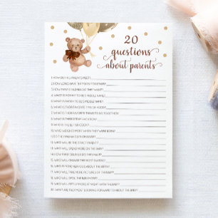 20 Fragen zu den Eltern Teddy Bear Card Einladung
