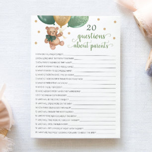 20 Fragen zu den Eltern Teddy Bear Card Einladung