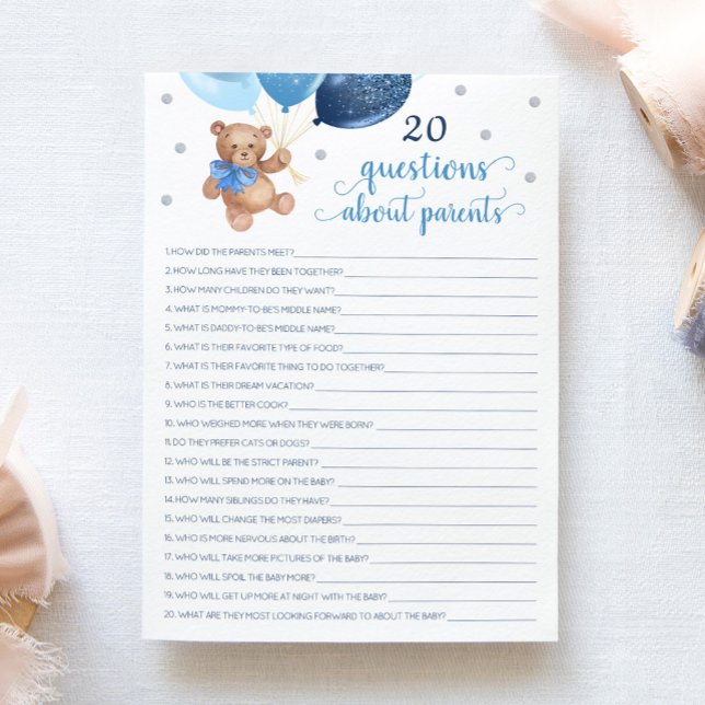 20 Fragen zu den Eltern Teddy Bear Card Einladung (Von Creator hochgeladen)