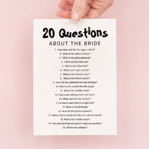 20 Fragen zum Bride Brautparty Game Einladung