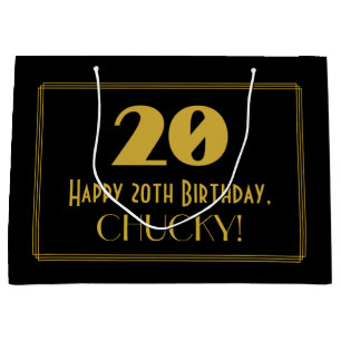 20. Geburtstag — Art Deco Inspiriert Look "20" & N Große Geschenktüte