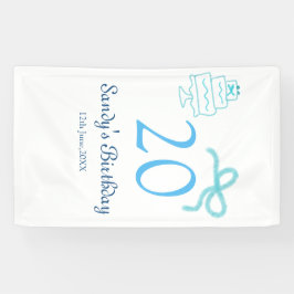 20. Geburtstag blaue Schleife Kuchen Name Datum Pa Banner