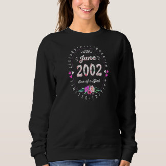 20. Geburtstag Blumenlegende Geboren im Juni 2002 Sweatshirt
