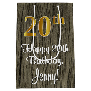 20. Geburtstag: Elegantes falsches Gold Look #, Fa Mittlere Geschenktüte