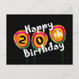 20. Geburtstag farbenfrohe Ballons Postkarte