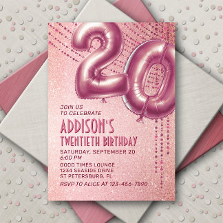 20. Geburtstag Frauen Rose Gold Einladung