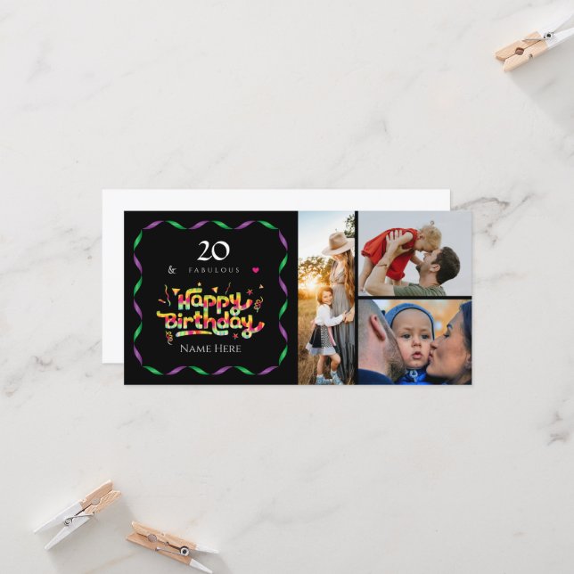 20. Geburtstag für Jemand Fabulous Custom Foto (Vorderseite/Rückseite Beispiel)