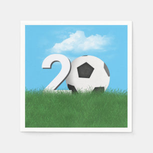 20. Geburtstag Fußball-Ball im Grünen Gras Serviette