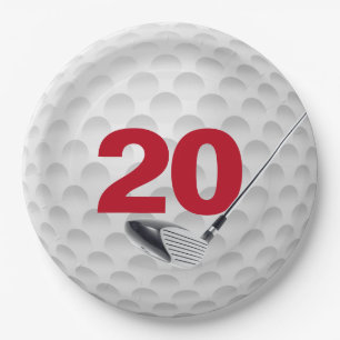 20. Geburtstag Golf Ball Design Paper Plate Pappteller