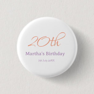 20. Geburtstag grün lila Name einfach trendy Mode Button
