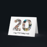 20. Geburtstag Nr. 20 Custom Foto Collage Karte<br><div class="desc">Mit dieser faszinierenden 20. Geburtstagsnummer Foto Collage können Sie 20 Jahre lang wunderbare Erinnerungen und Abenteuer feiern. Diese anpassbare Vorlage ist die perfekte Mischung aus Kreativität und Stimmung, die es Ihnen ermöglicht, ein wahrhaft unvergessliches Geschenk für den besonderen Tag Ihrer Lieben zu schaffen. Erleben Sie das Wesentliche von unglaublichen Jahren...</div>